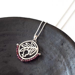 Sterling Silver Pomegranate Necklace with Garnet Beads • Handmade Botanical Jewelry • Persian Inspired Gift • Symbolic Fruit Pendant