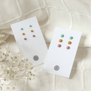 Stainless Steel & Resin Stud Earrings Set • Minimal Hypoallergenic Studs studs • Small Colorful Modern Earrings • Modern Everyday Studs