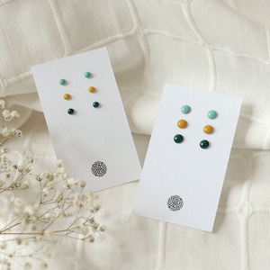 Stainless Steel Multi-Color Stud Earring Set • Minimal Small Colorful Earrings • Hypoallergenic Resin Studs • Unique Everyday Stud Earrings
