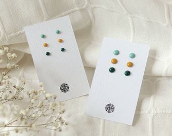 Stainless Steel Multi-Color Stud Earring Set • Minimal Small Colorful Earrings • Hypoallergenic Resin Studs • Unique Everyday Stud Earrings
