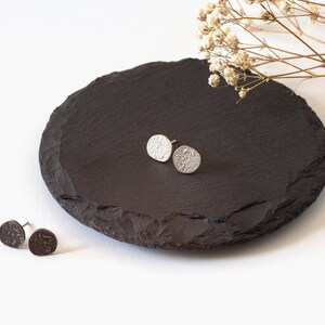 Sterling Silver Textured Stud Earrings • Minimalist Silver Earrings • Rustic Modern Studs • Handcrafted Jewelry