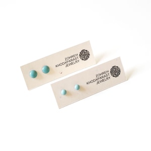 Stainless Steel & Turquoise Resin Stud Earrings • Modern Everyday Post Earrings • Minimalist Cute Small Studs • Hypoallergenic Unisex Studs
