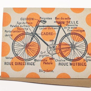 Cycling in Circles, Bicycle Card, Notecard, Bicycle Note Card, Quirky Greeting Card, Vintage Collage Art, Vintage French Bicycle image 1