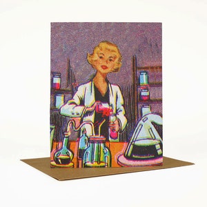 Scientist Greeting Card, Graduation Card, Congratulations, First Job, Quirky Whimsical Retro Vintage, New Job, Encouragement Card