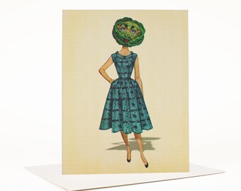 Madame Chou, Tarjeta peculiar para mejor amiga, Tarjeta de agradecimiento retro, Tarjeta de felicitación, Tarjeta de amistad, Tarjeta de amistad, Tarjeta de arte vintage,