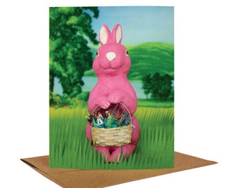 Twisted Easter Bunny, Quirky Easter Card, Whimsical, Funny , Retro Easter Card