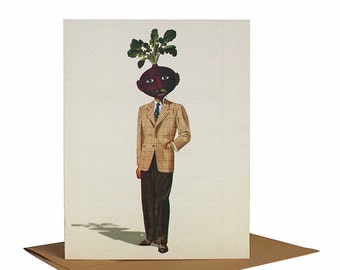 Can't Be Beet Father's Day Card, Best Man Card, Whimsical Note Card, Quirky Greeting Card, Vintage Collage Art, Hipster Dad, Father's Day