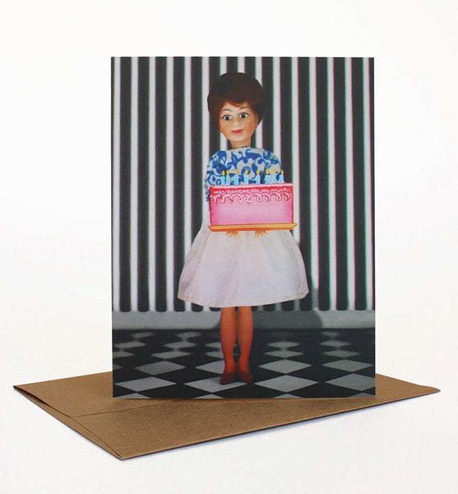 Happy Birthday Card, Quirky Birthday Card, Birthday Cake Card, Pink Cake Card, Dollhouse Card ...