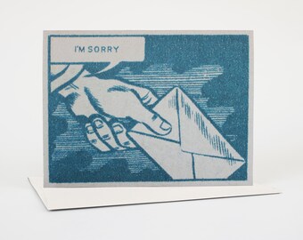 Tarjeta de disculpas, tarjeta de disculpas, tarjeta original, tarjeta divertida, tarjeta retro, tarjeta de collage, tarjeta de arte vintage