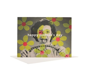 Tarjeta del Día de la Madre, Tarjeta retro del Día de la Madre, Tarjeta humorística del Día de la Madre, Tarjeta original del Día de la Madre, Tarjeta de collage, Tarjeta caprichosa del Día de la Madre