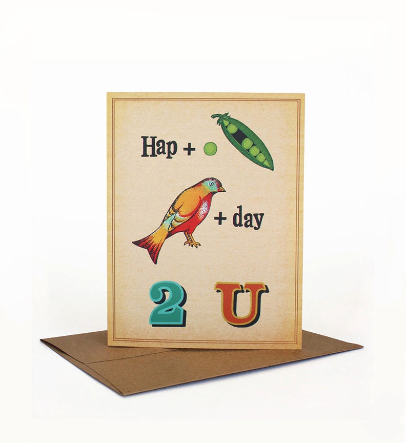 Happy Birthday Card Carte Danniversaire Carte Rebus Carte Etsy Happy Birthday Card Carte Danniversaire Carte Rebus Carte Etsy