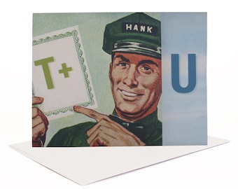 Tarjeta de agradecimiento, Tarjeta de agradecimiento original, Tarjeta humorística, Tarjeta divertida, Tarjeta retro, Tarjeta de collage, Tarjeta ingeniosa, Tarjeta de arte vintage