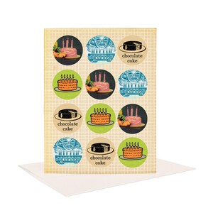 Happy Birthday Cakes Card,  Birthday Card, Birthday Cake, Collage Card, Vintage Art Card, Quirky Card, Whimsical Birthday Card