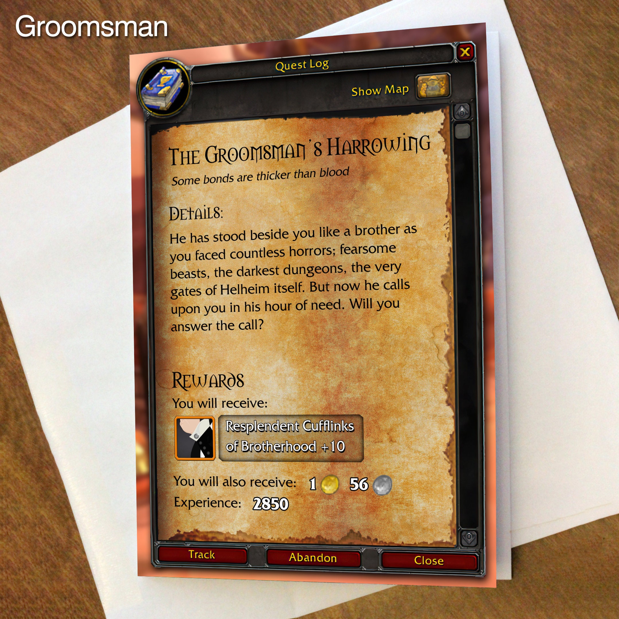 Wow Quest Log Card for Any Occasion printed or Digital Etsy