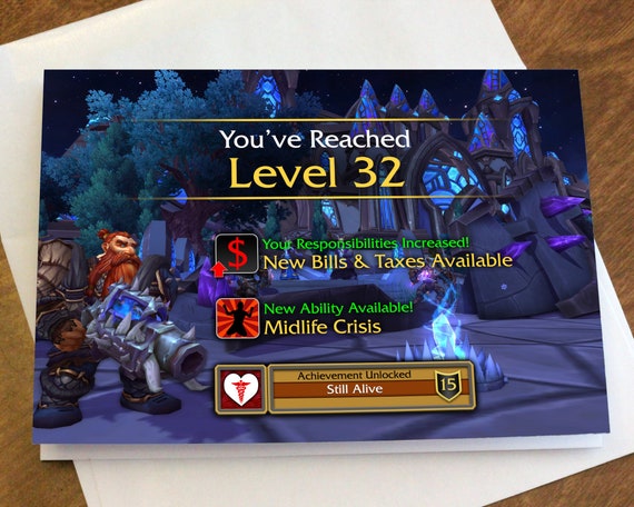 World Of Warcraft Level Up Geburtstagskarte Etsy