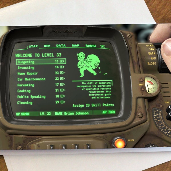 Fallout "Level Up" Personalized Birthday Card