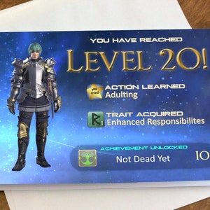 FFXIV "Level Up" Birthday Card