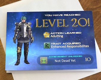 FFXIV "Level Up" Birthday Card