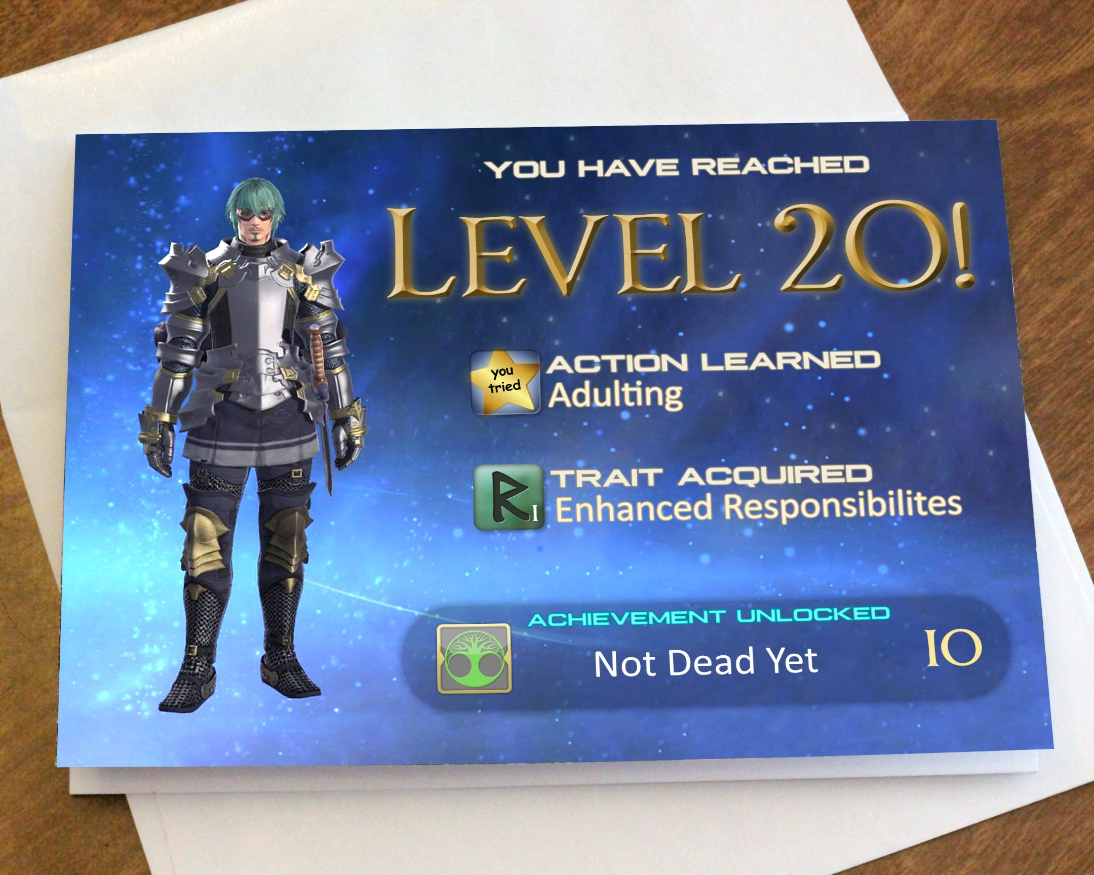 FFXIV level Up Birthday Card Etsy
