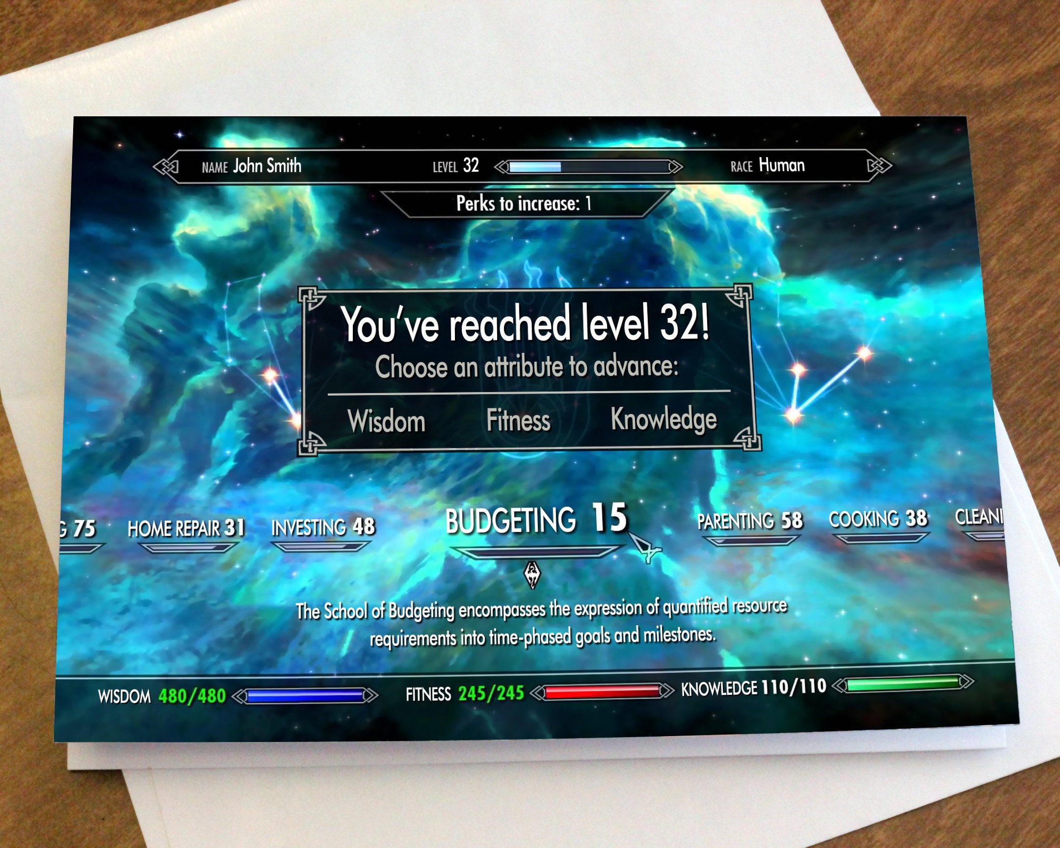 Skyrim Level Up personalisierte Geburtstagskarte Etsy