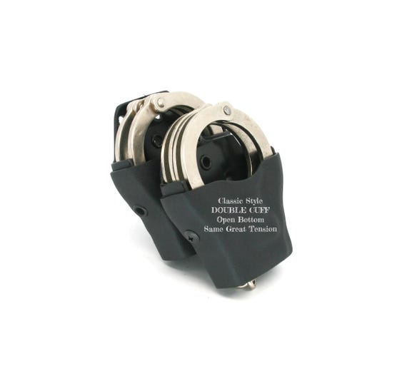 Double HandCuff Holster -adjustable for retention pull -Easy In-Easy Out-ES® Patiented Retention System plus Whisper Feature =Ultimate 2.0