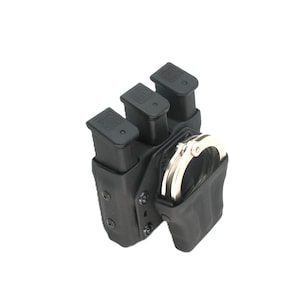 Triple Magazine with handcuff COMBO-ES® System-TRIPLE Threat Three Magazines and Cuff attachment.