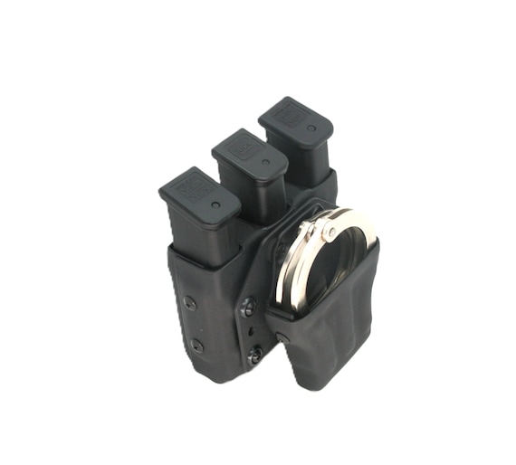 Triple Magazine with handcuff COMBO-ES® System-TRIPLE Threat Three Magazines and Cuff attachment.