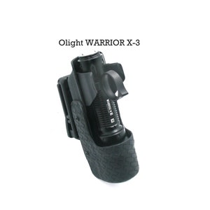 Olight Warrior X3, Thyrm Switchback Pocket Clip and similar sizes-ES System Flashlight Holster,  ( FLASHLIGHT/and Thyrm Clip not included)
