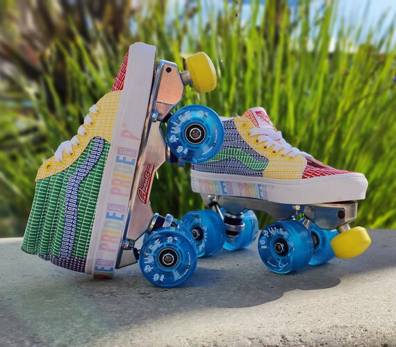 Custom Vans (sk8hi/midhi) Outdoor Roller Skates W/ Aluminum Plates 