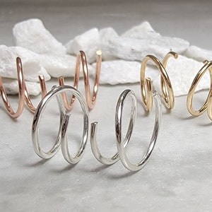 Spiral Faux Double Piercing "Huggie" Earrings in Sterling Silver, 14k Gold Filled, or 14k Rose Gold Filled - Easy Gift Idea Earring