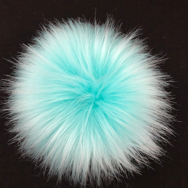 Aqua Faux Fur Pompom \ Bright Aqua Fur Pom Pom \ Fur Hat Topper