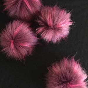 Raspberry Faux Fur Pom Pom / Magenta Fur Pompom / Furry Hat Topper