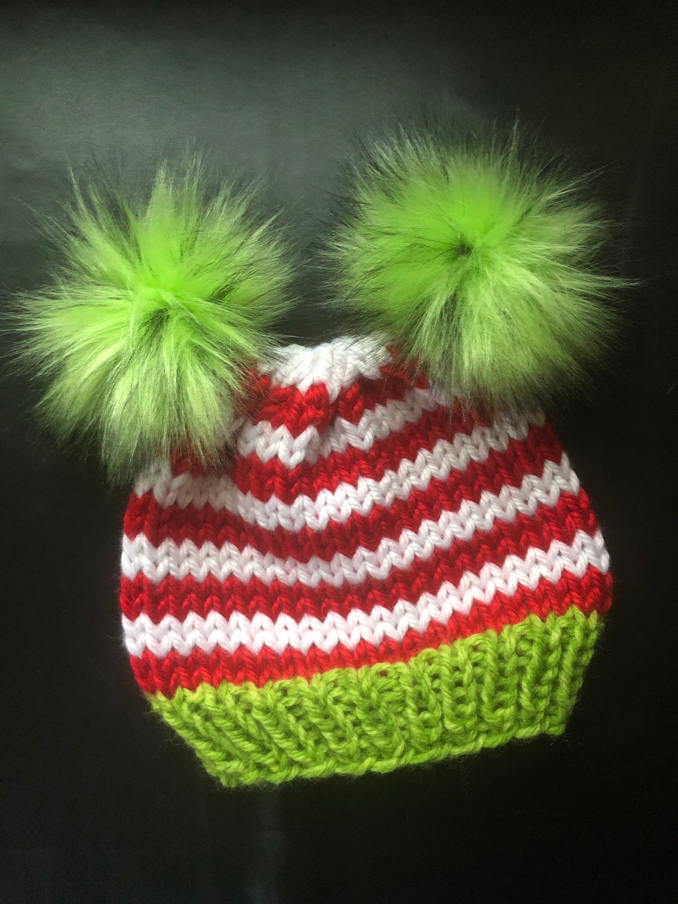 Grinch Faux Fur Pompoms / Lime Green and Black Fur Pom Pom  display picture 2