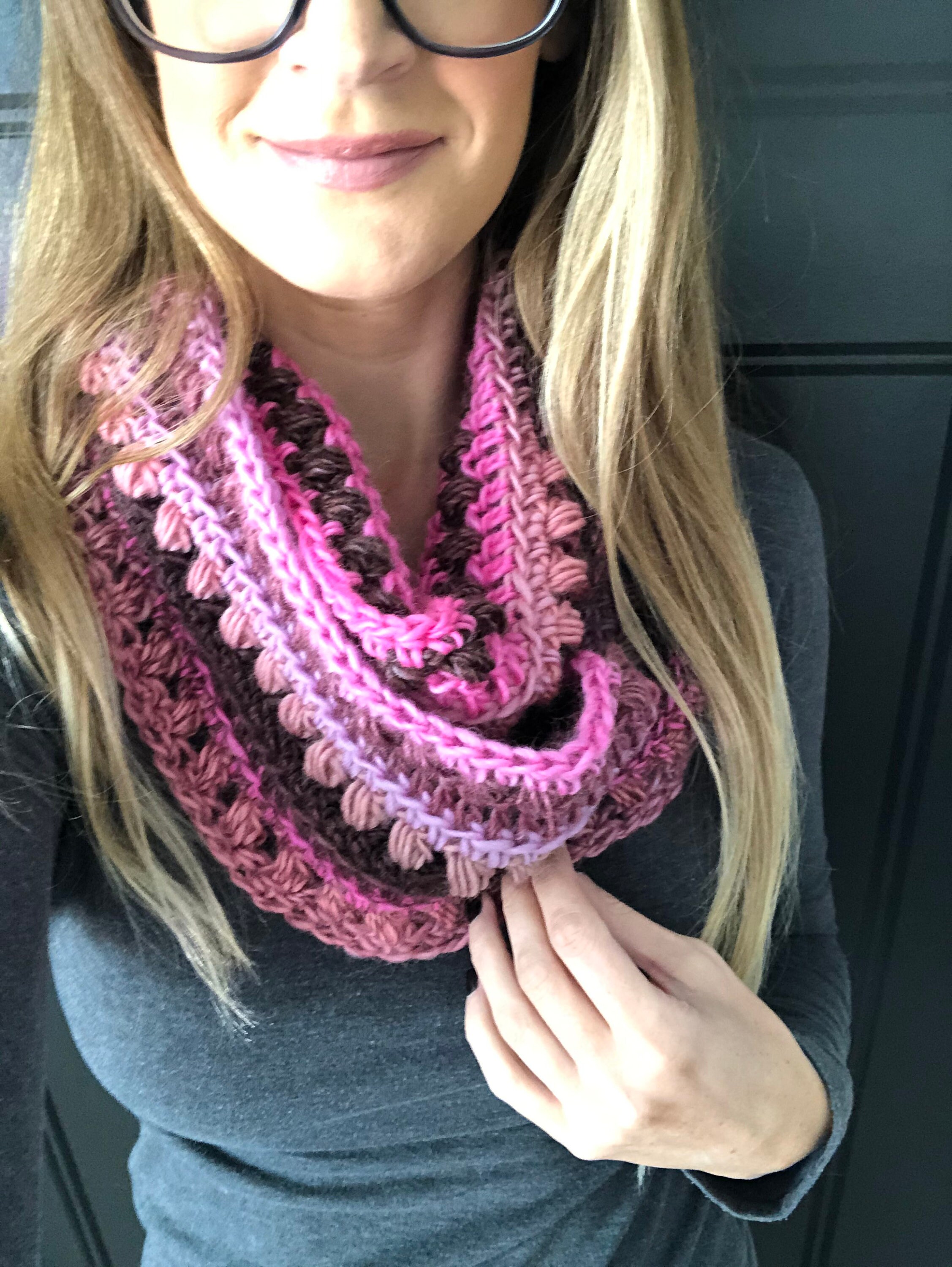 PATTERN / Crochet Textured Infinity Scarf Pattern / Crochet Puff Stitch ...