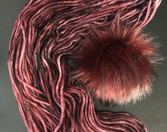Black Cherry Merino Wool / Hand Dyed Bulky Yarn Burnt Red Burgundy Black