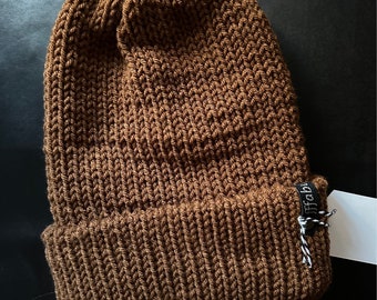 Cinnamon Handmade Double Knit Foldover Brim Beanie / Knitted Hat