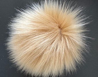 Graham Cracker Faux Fur Pom Pom / Light Tan Fur Pompoms / Pale Brown Hat Topper