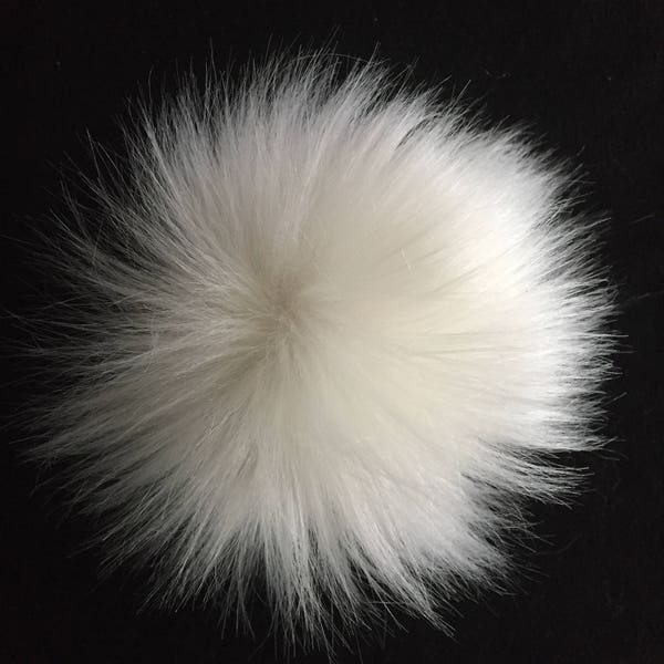 Pompon en fausse fourrure blanc neige / Pompon en fourrure blanche / Haut de forme pour chapeau en fourrure