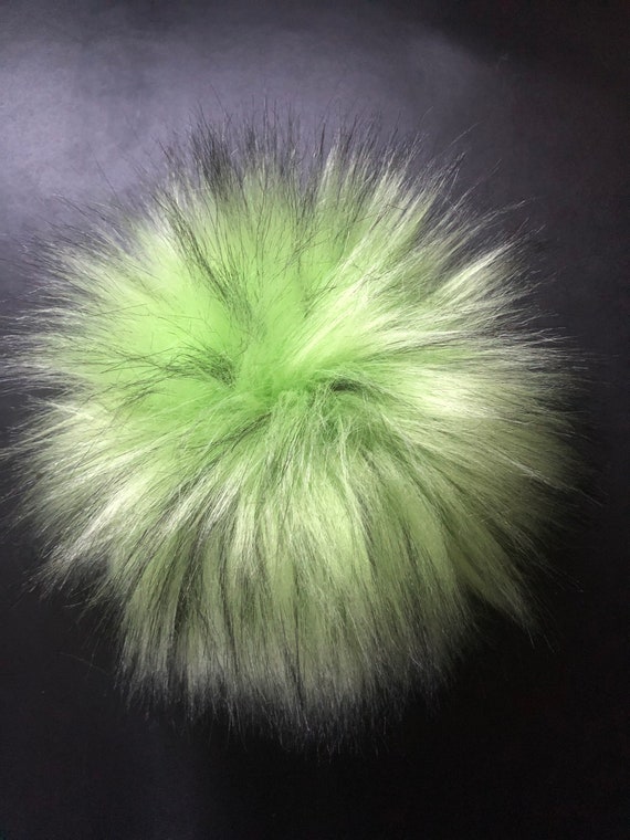 Grinch Faux Fur Pompoms / Lime Green and Black Fur Pom Pom  display picture 1