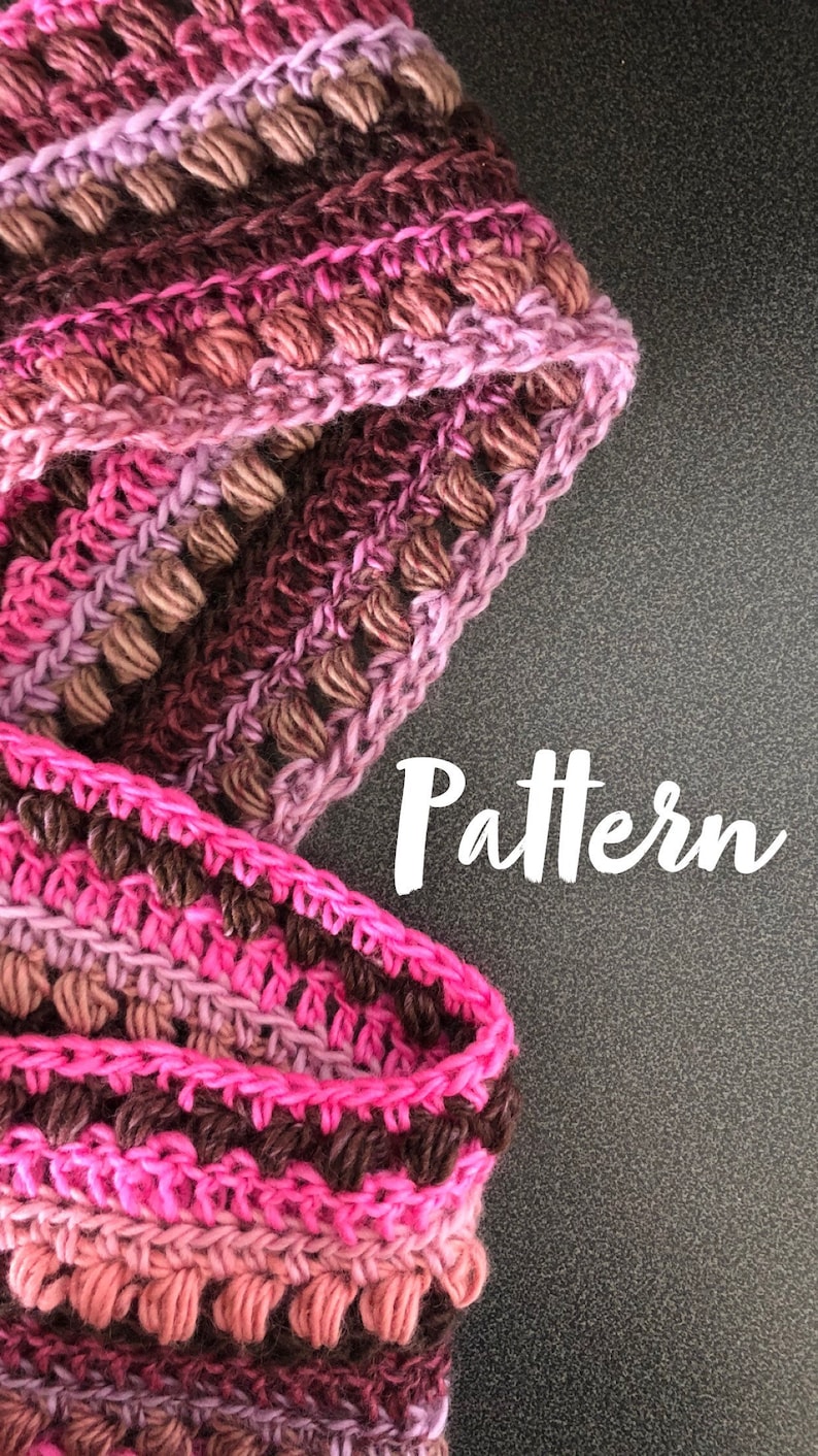 PATTERN / Crochet Textured Infinity Scarf Pattern / Crochet Puff Stitch ...