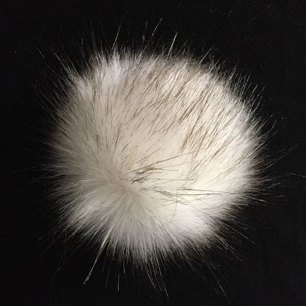 Faux Fur Pom Pom / Brown & White Fur Pom Pom / Crochet Accessories/ Knitting Accessories