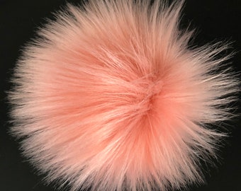 Coral Faux Fur Pompom / Fake Fur Pom Poms / Beanie Toppers / Fluffy Pompoms