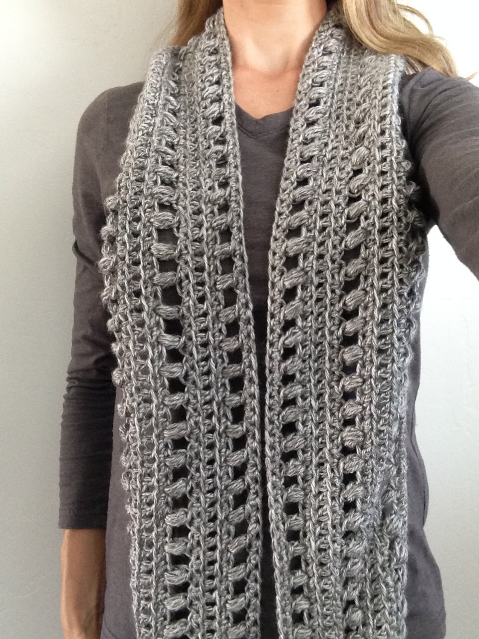 PATTERN / Crochet Textured Infinity Scarf Pattern / Crochet Puff Stitch ...