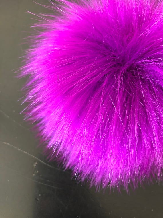 Fuchsia/black Mix Faux Fur Pom OR DIY Square Fur Poms Faux Fur Poms Poms  for Beanies Fluffy Pom Poms Pink Poms 