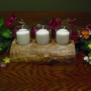 Votive Candle Holder-Log-Reclaimed Wood Candleholder-Centerpiece-Living Room Decor-Dining Table Centerpiece-Bedroom Decor-Table Decor