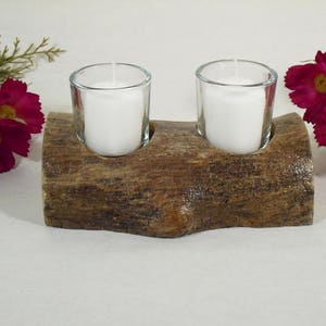 Votive Candleholder-Log-Reclaimed Wood Candleholder-Centerpiece-Living Room Decor-Dining Table Centerpiece-Bedroom Decor-Table Decor