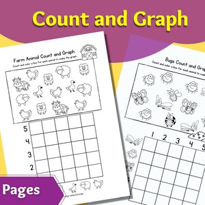 Preschool Count and Graph Worksheet: Animal Theme (PDF Download)
