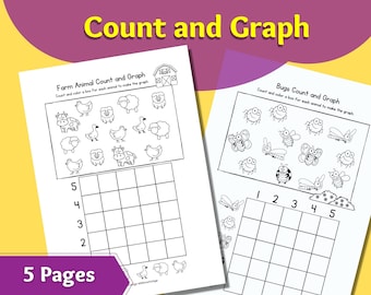 Preschool Count and Graph Worksheet: Animal Theme (PDF Download)