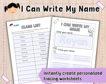 Editable Name Tracing Worksheet – Class Set
