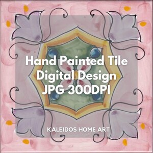 Piastrelle Design Rosa - Carta digitale stampabile - Piastrelle Cucina e Bagno dipinte  a mano - N.4 piastrelle digital - JPG  300 dpi